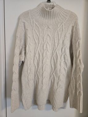 a new day Cream Cable Turtleneck Sweater